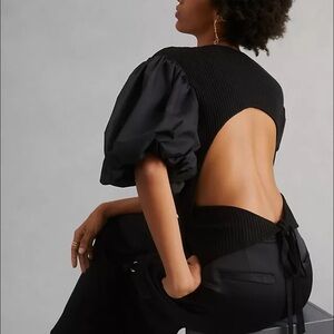 En Saison Elegant Black Puff Sleeve Blouse